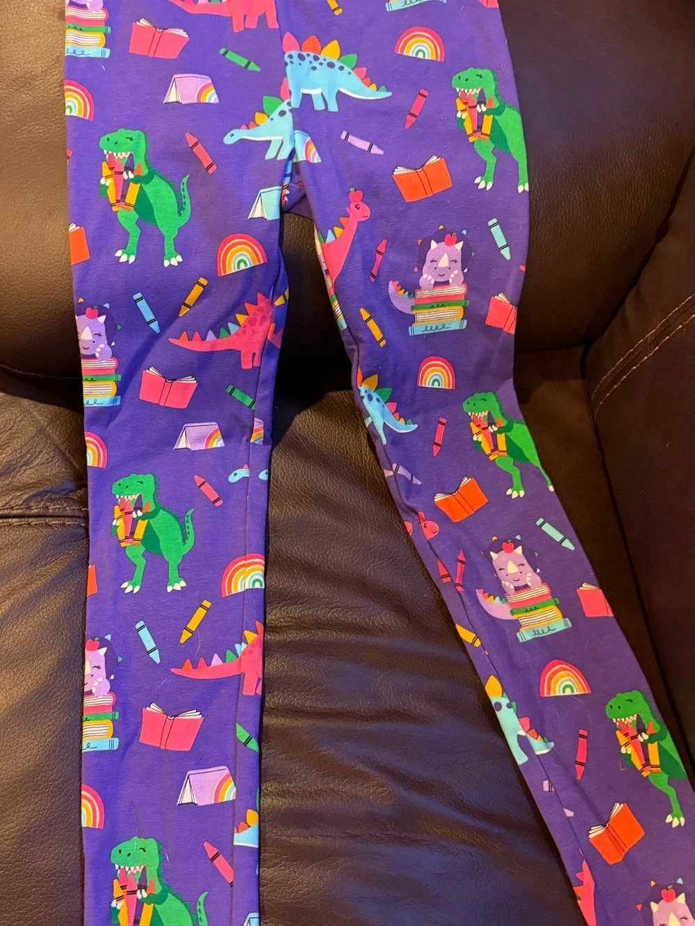 Gymboree Purple Dinosaur & Rainbow Print Leggings